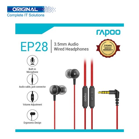 Rapoo EP28 In-Ear Wired Black Earphone