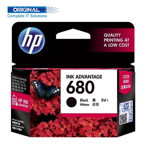 HP 680 Black Original Ink Advantage Cartridge-(F6V27AA)