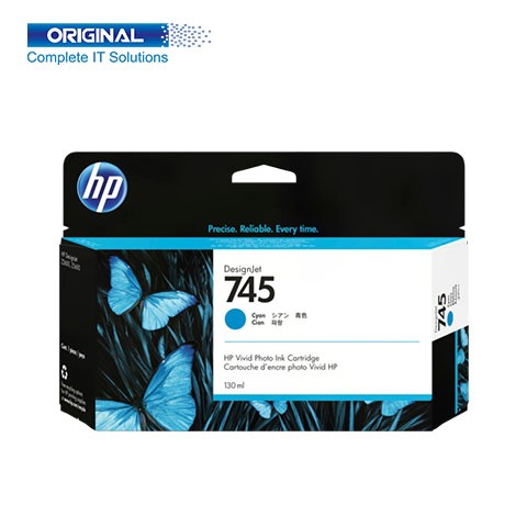 HP 745 130-ml DesignJet Cyan Ink Cartridge F9J97A