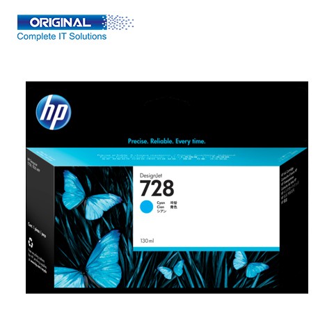 HP 728 130-ml DesignJet Cyan Ink Cartridge F9J67A
