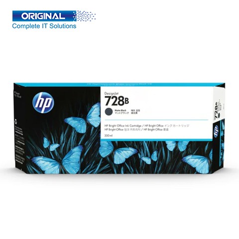 HP 728B 300-ml DesignJet Matte Black Ink Cartridge 3WX30A