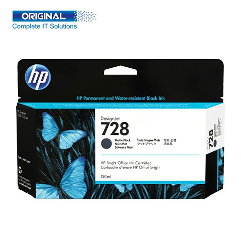 HP 728 130-ml DesignJet Matte Black Ink Cartridge 3WX25A
