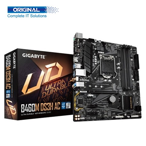 Gigabyte B460M DS3H AC Ultra Durable 10th Gen Intel LGA1200 Socket Wi-Fi Micro-ATX Motherboard