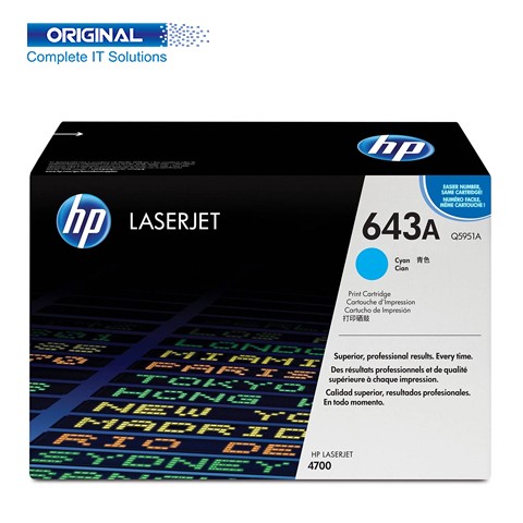 HP 643A Cyan Original Color LaserJet Toner (Q5951A)